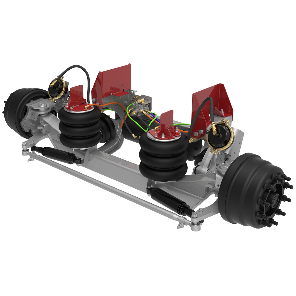 Self-Steer lift axle with drum wheel ends with a 13,000 lb. capacity
