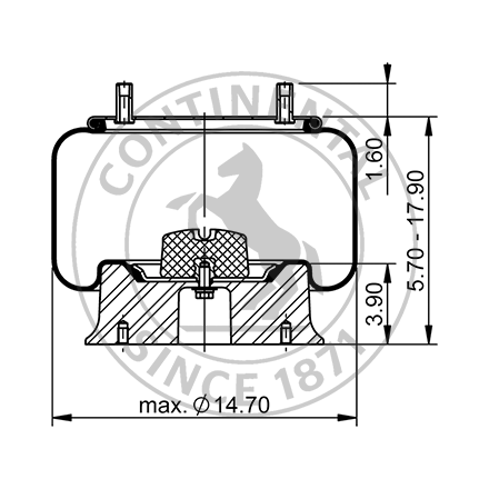 Side blueprint of Contitech Air Spring
