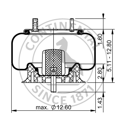 Side blueprint of Contitech Air Spring