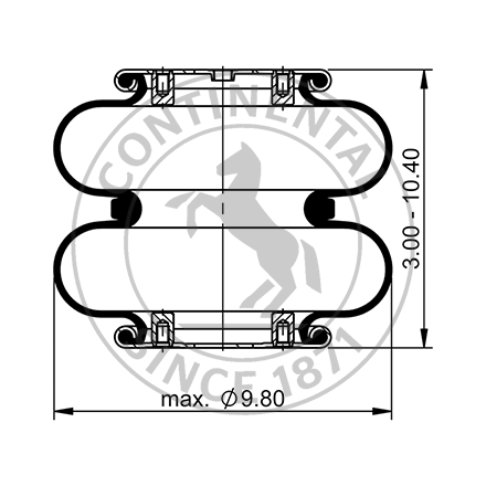 Side blueprint of Contitech Air Spring