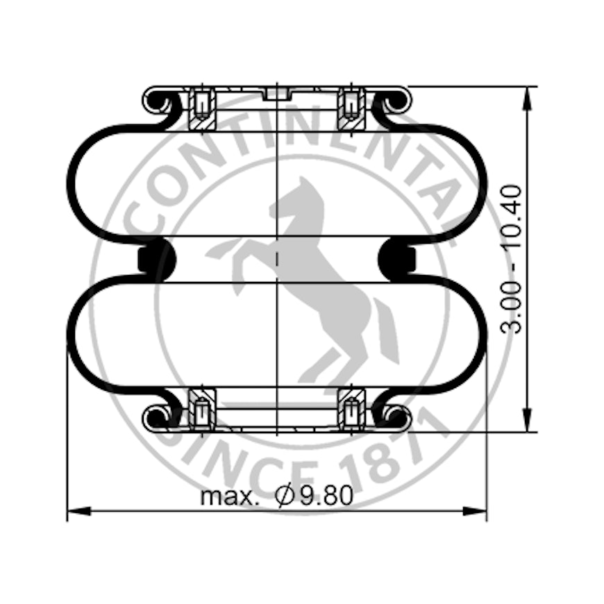 Side blueprint of Contitech Air Spring