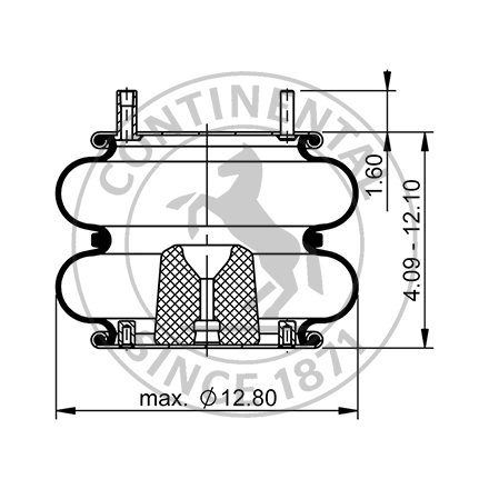 Side blueprint of Contitech Air Spring