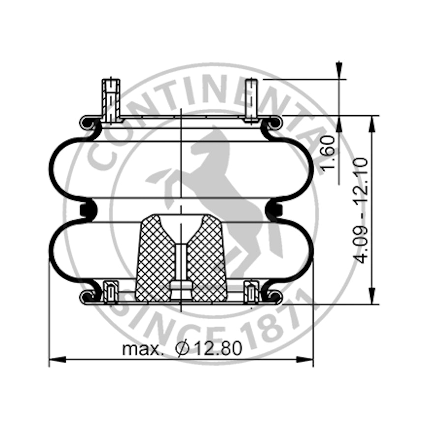 Side blueprint of Contitech Air Spring