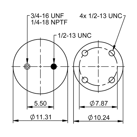 Top Down blueprint of Contitech Air Spring