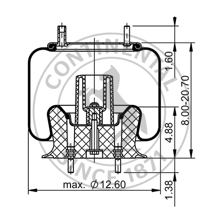 Side blueprint of Contitech Air Spring