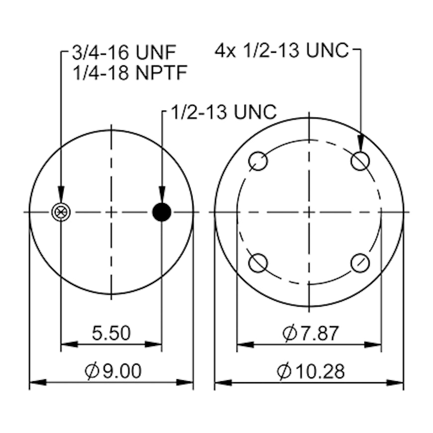 Top Down blueprint of Contitech Air Spring