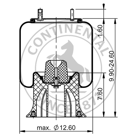 Side blueprint of Contitech Air Spring