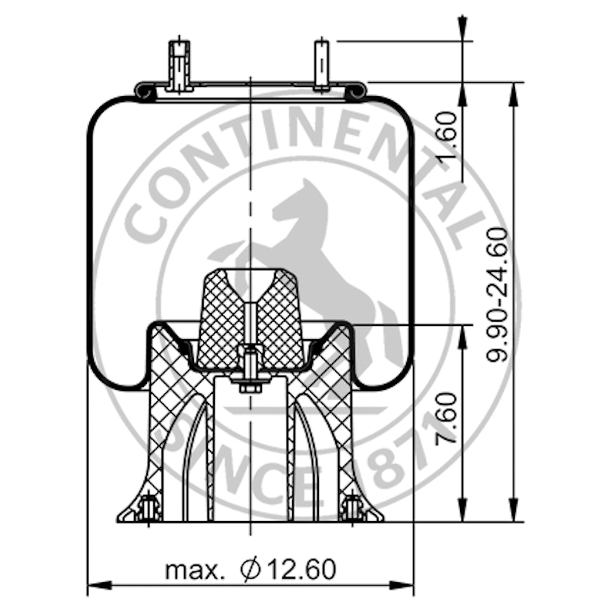 Side blueprint of Contitech Air Spring