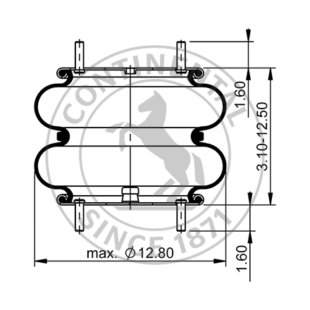 Side blueprint of Contitech Air Spring