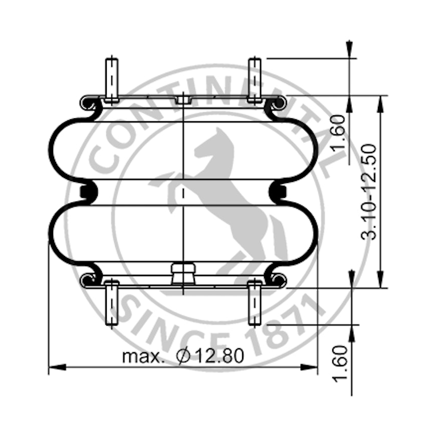 Side blueprint of Contitech Air Spring