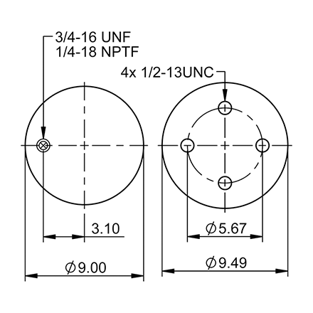 Top Down blueprint of Contitech Air Spring