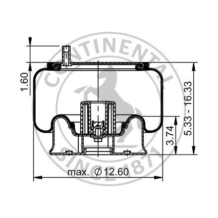 Side blueprint of Contitech Air Spring