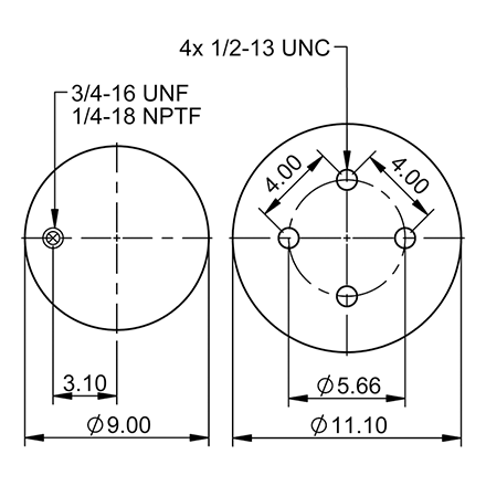 Top Down blueprint of Contitech Air Spring