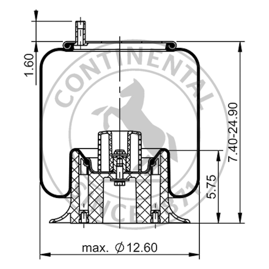 Side blueprint of Contitech Air Spring
