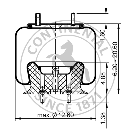 Side blueprint of Contitech Air Spring
