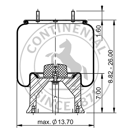 Side blueprint of Contitech Air Spring