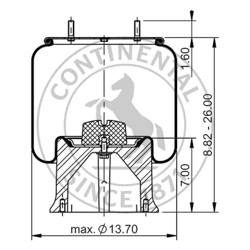 Side blueprint of Contitech Air Spring