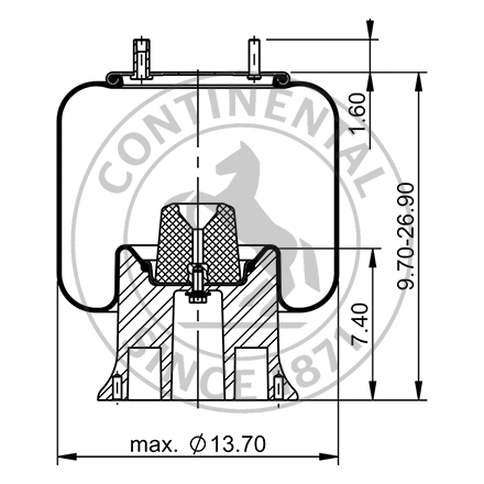 Side blueprint of Contitech Air Spring