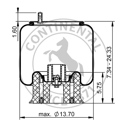 Side blueprint of Contitech Air Spring