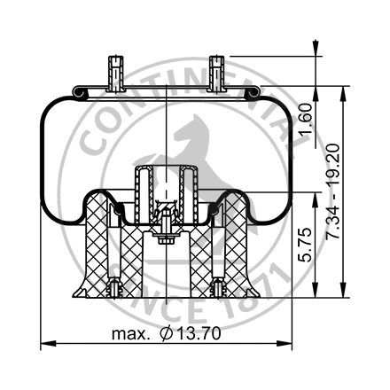 Side blueprint of Contitech Air Spring