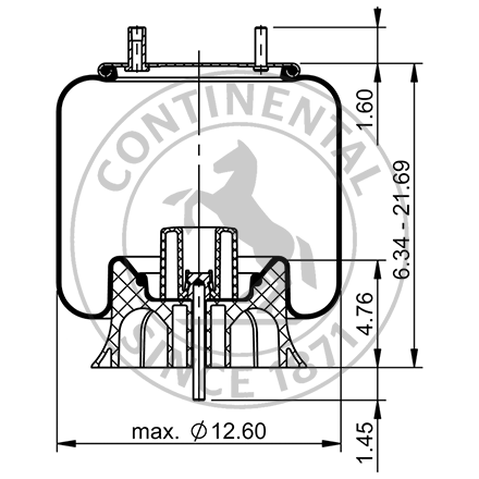 Side blueprint of Contitech Air Spring