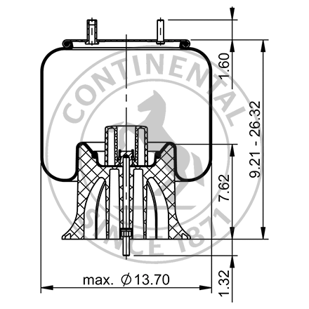 Side blueprint of Contitech Air Spring