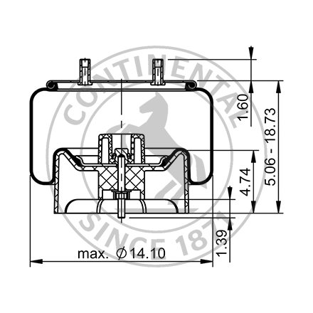 Side blueprint of Contitech Air Spring