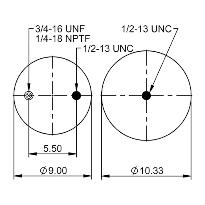 Top Down blueprint of Contitech Air Spring