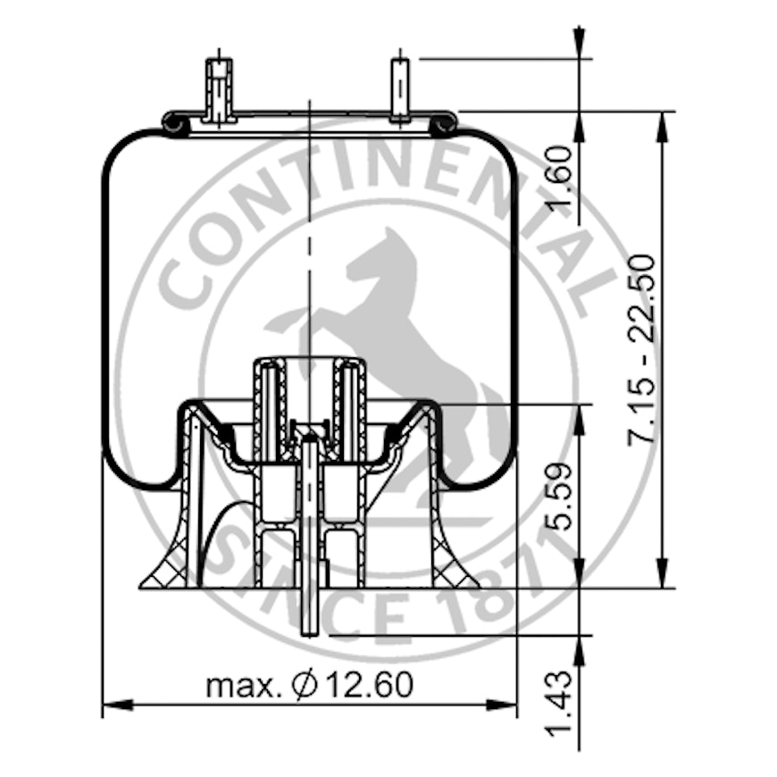 Side blueprint of Contitech Air Spring