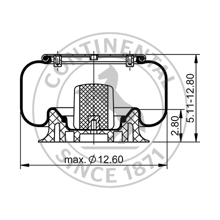 Side blueprint of Contitech Air Spring