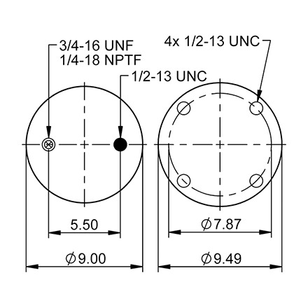 Top Down blueprint of Contitech Air Spring