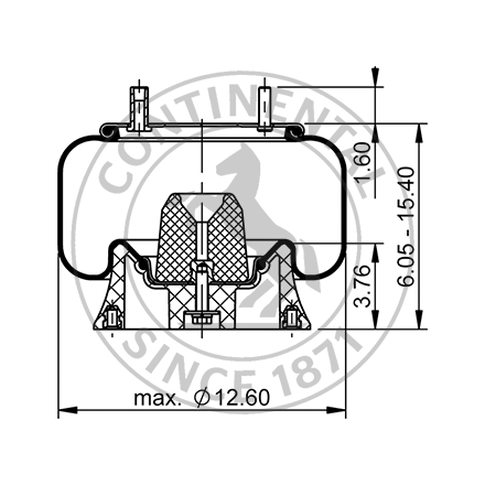 Side blueprint of Contitech Air Spring