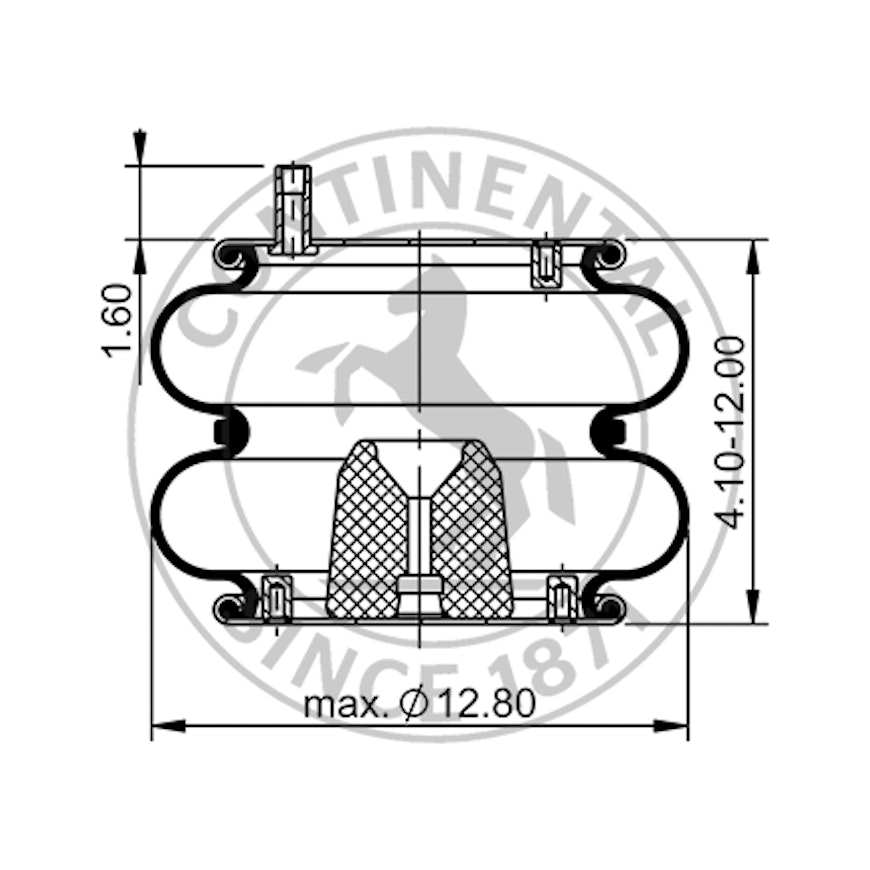 Side blueprint of Contitech Air Spring
