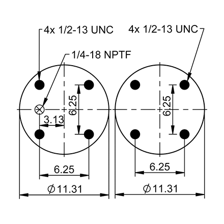 Top Down blueprint of Contitech Air Spring
