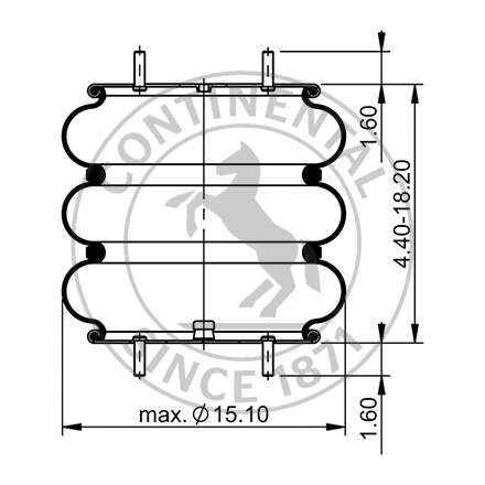 Side blueprint of Contitech Air Spring