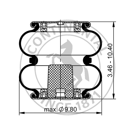 Side blueprint of Contitech Air Spring