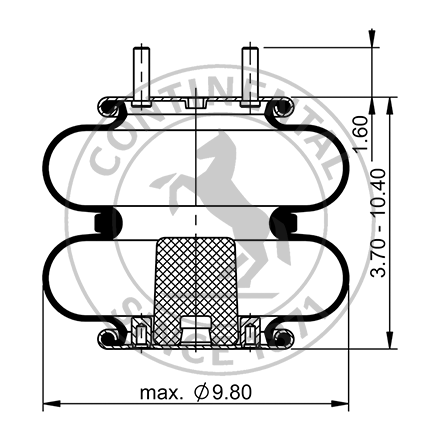 Side blueprint of Contitech Air Spring