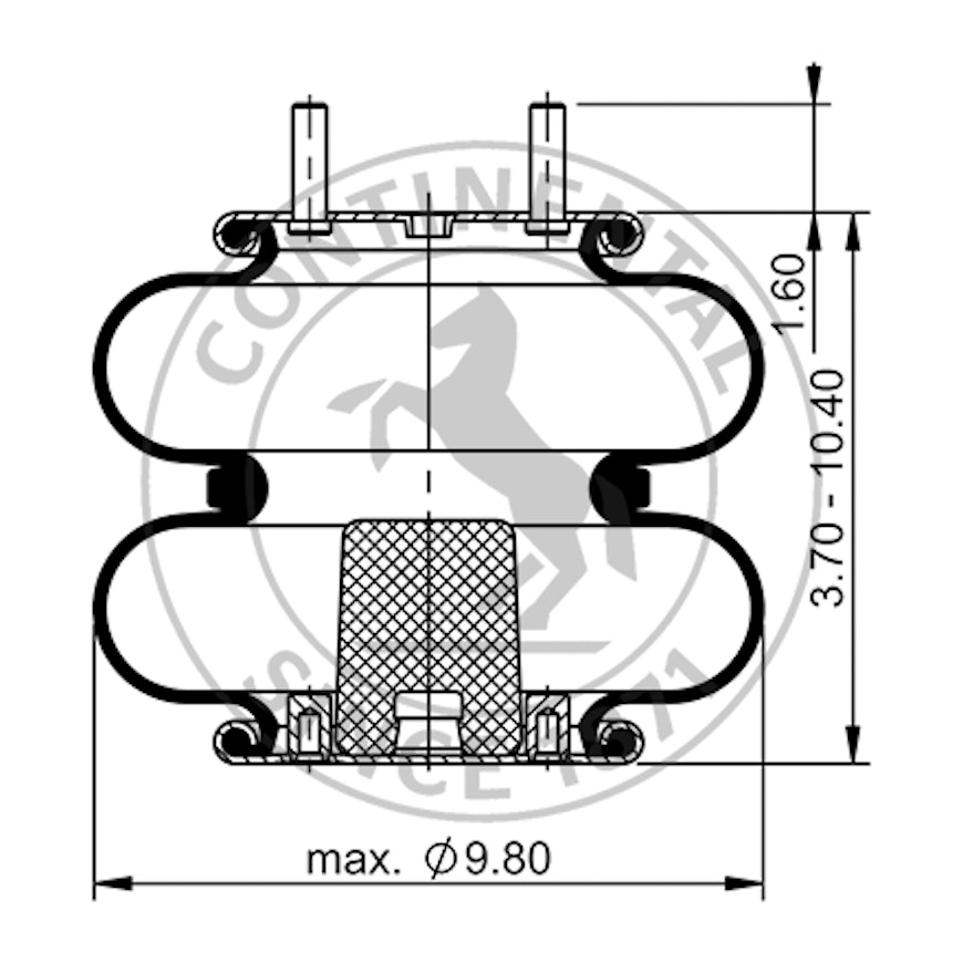 Side blueprint of Contitech Air Spring