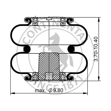 Side blueprint of Contitech Air Spring
