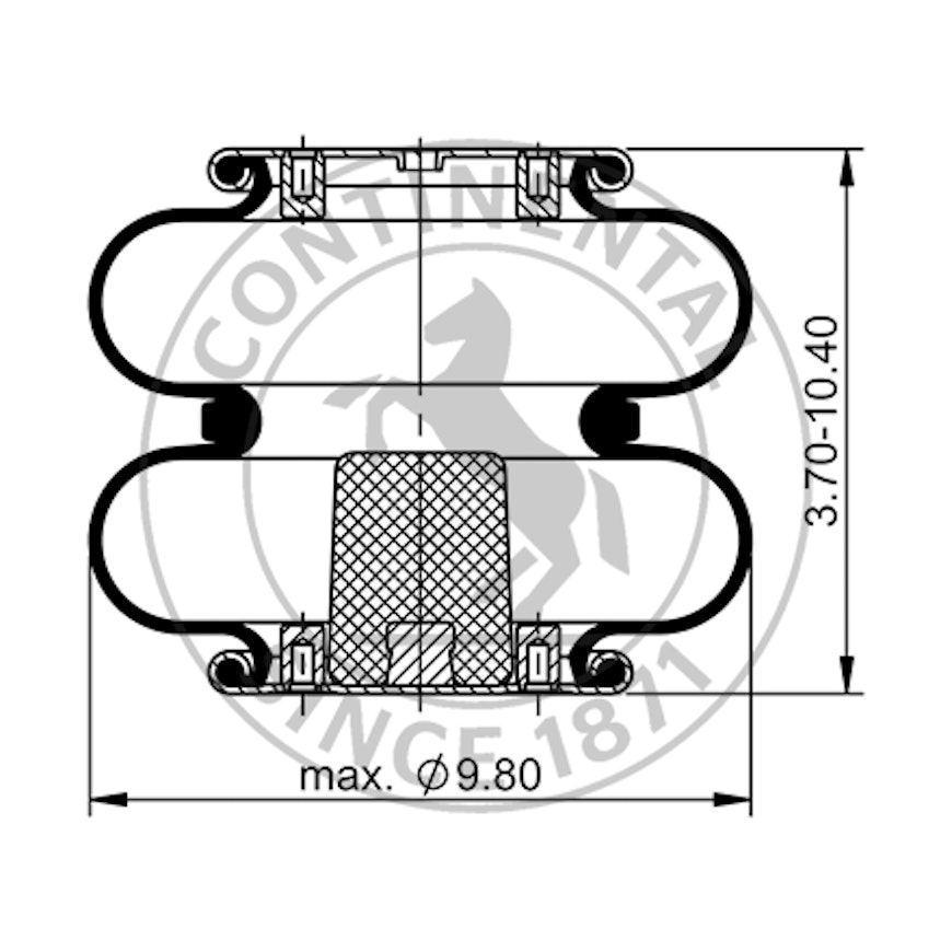 Side blueprint of Contitech Air Spring