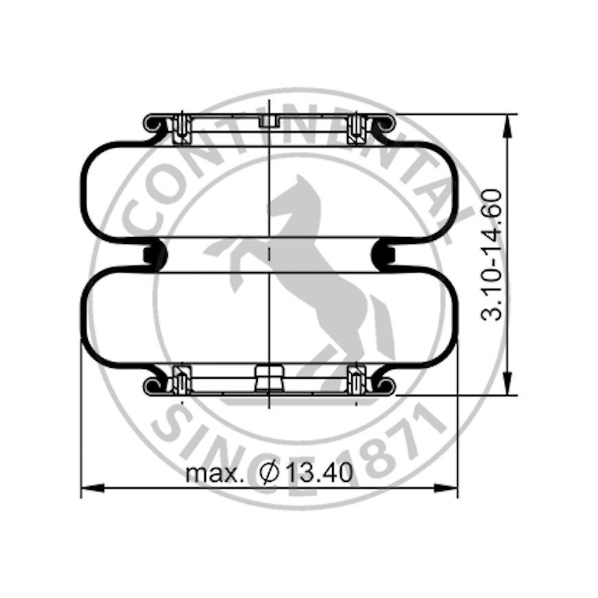 Side blueprint of Contitech Air Spring