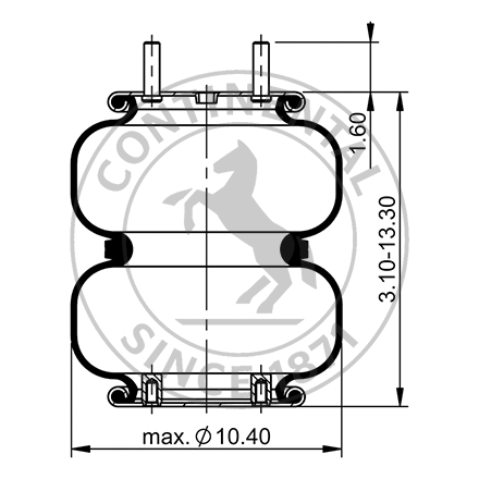 Side blueprint of Contitech Air Spring