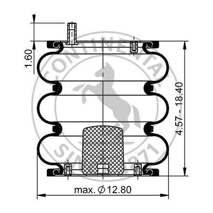 Side blueprint of Contitech Air Spring