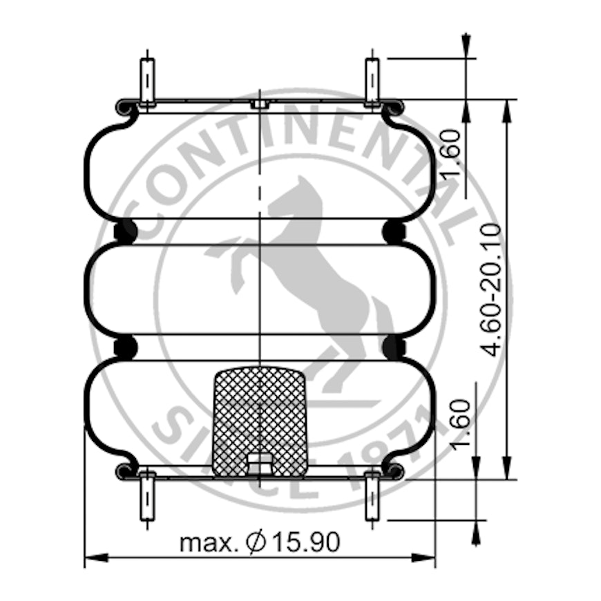 Side blueprint of Contitech Air Spring