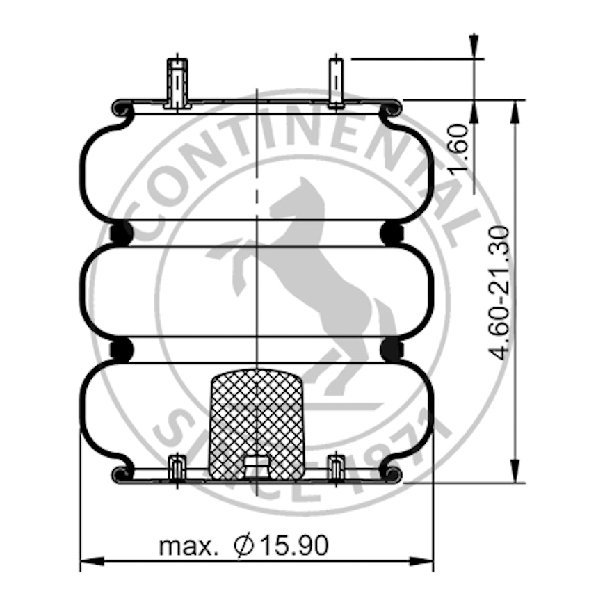 Side blueprint of Contitech Air Spring