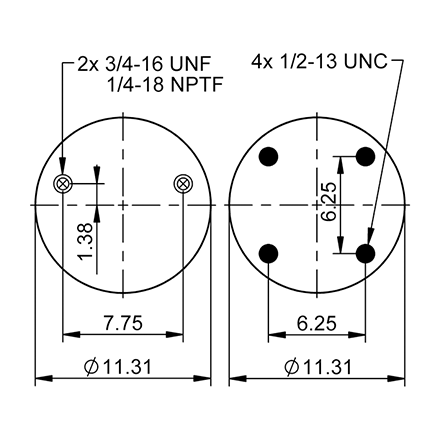 Top Down blueprint of Contitech Air Spring