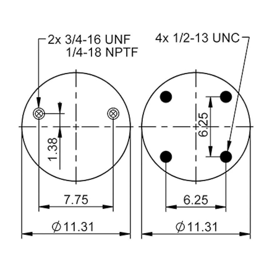 Top Down blueprint of Contitech Air Spring