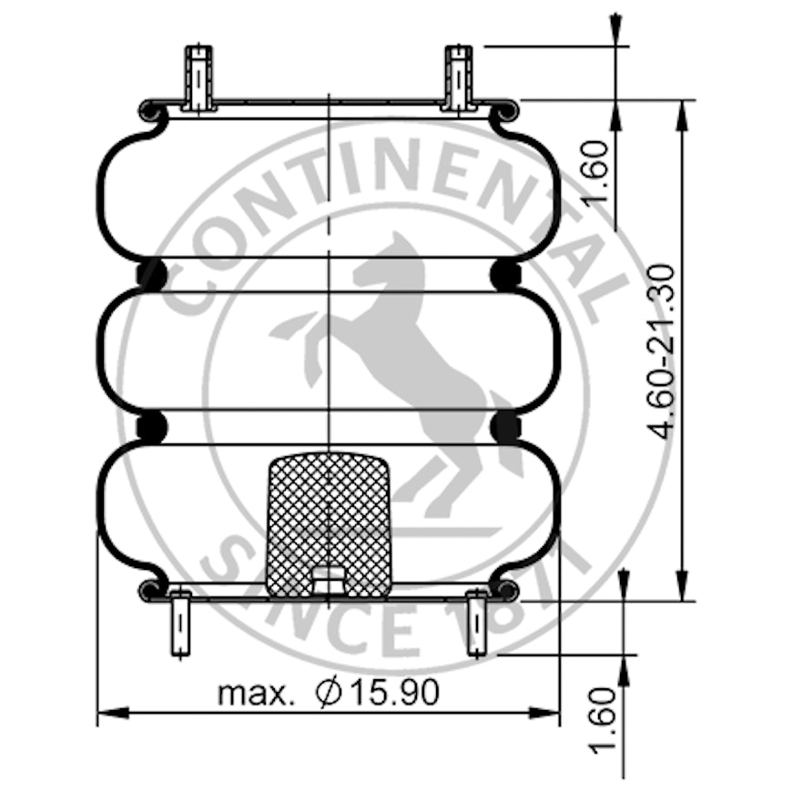 Side blueprint of Contitech Air Spring