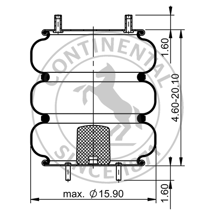 Side blueprint of Contitech Air Spring