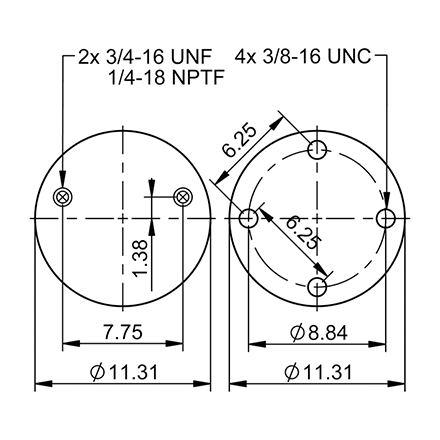 Top Down blueprint of Contitech Air Spring